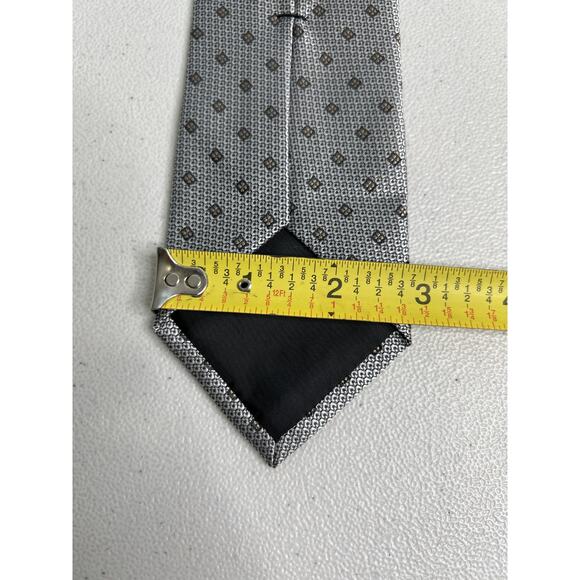 Calvin Klein Gray Geometric Pattern Silk Blend Slim Designer Tie NWT - Picture 7 of 7